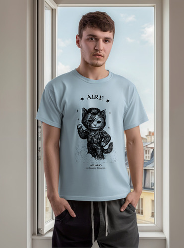 Remera Acuario Aire - Astrología -100% Algodón Premium