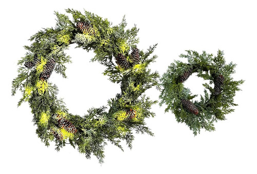 Paquete De 2 Coronas Navideñas Artificiales De 24 Pulgadas