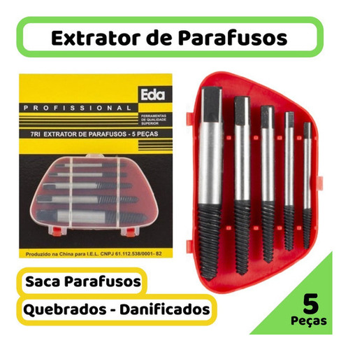 Kit Extrator Saca Parafuso Quebrado 3 A 18 Mm 5 Peças
