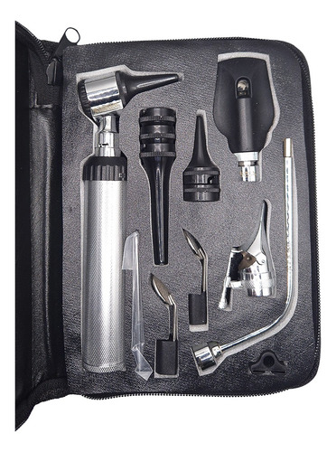 Otoscopio Veterinário Com Oftalmoscópio + Pinça Hartman Cor Prateado 2.5v