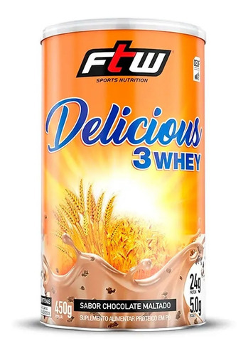 Delicious 3 Whey Protein Ftw 450g - Proteínas E Aminoácidos Sabor Chocolate maltado