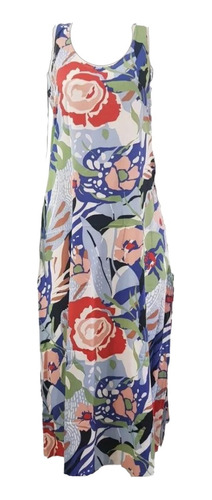  Vestido Longo Feminino Com Fenda Estampado Floral