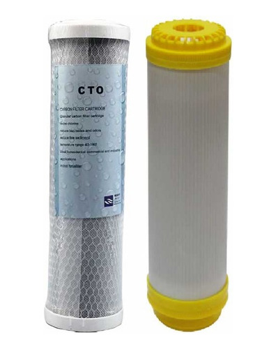 Kit 2 Cartucho Filto Agua 10'' Carbón + Resina (calentador) 