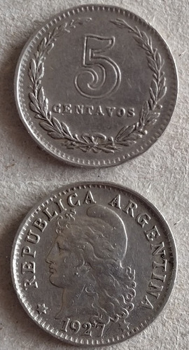 Moneda De 5 Centavos De Argentina Año 1927