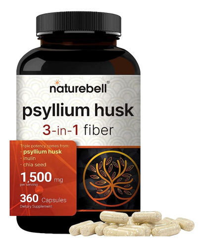 Cáscara De Psyllium 1500mg Digestión Sana 360 Caps Americano Sabor Sin Sabor