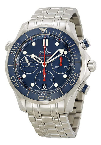 Omega Seamaster Diver Chronograph Blue Dial Steel Mens Watch