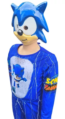 Fantasia Sonic Infantil Menino Com Máscara Envio Imediato