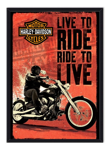 Cuadro Enmarcado - Póster Harley Davidson Vintage 