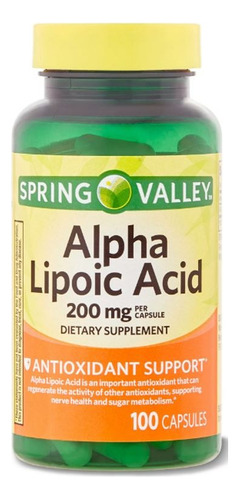 Antioxidante Acido Alfa Lipoico 100c 200mg Alpha Lipoic Acid Sabor Neutro