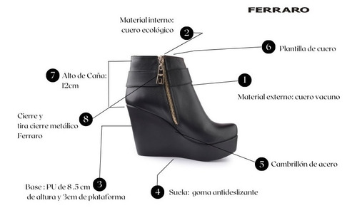 Imagen 10 de 10 de Botinetas Botines Botas De Mujer De Cuero Anika - Ferraro