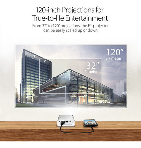 Proyector De Bolsillo Asus Zenbeam E1 Led, 150 Lumenes, Bate