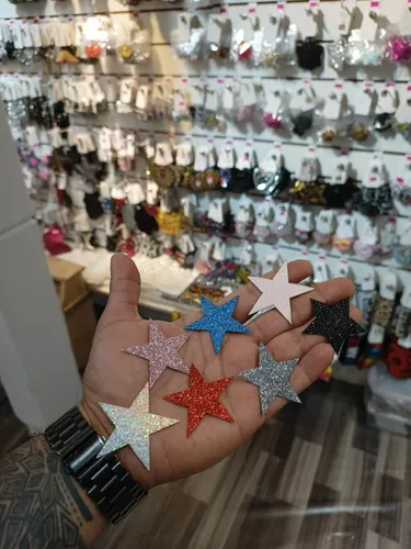 Aplique Estrellas En Glitter Lurex Parche Termoadhesivo X 5