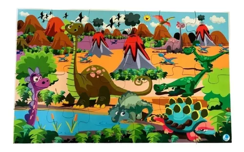 Quebra-Cabeça 24 Peças Ilustrações - Safari, Dinossauros e Fundo
