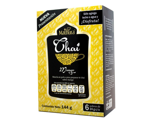 Caja De Te Chai Mango Con 6 Sobres De 24gr C/u Mathura