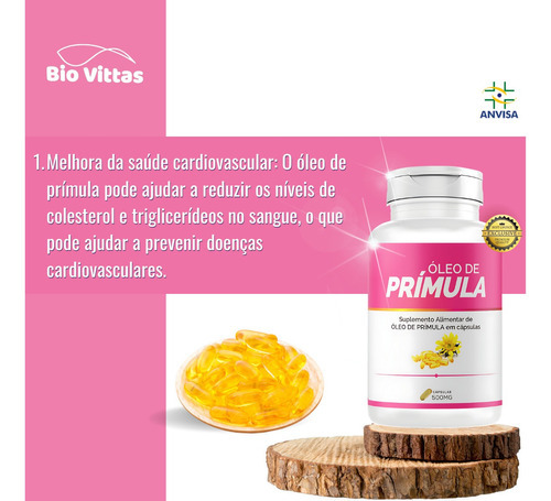 Óleo De Prímula 60 Cápsulas Bio Vittas Sabor Sem Sabor