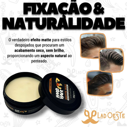 Pomada Cera Efeito Seco Matte Wax Hard Hair 80g Kit C/ 03uni