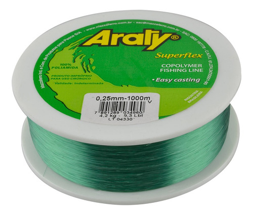 Hilo De Pesca Verde Araty 1000m .45mm