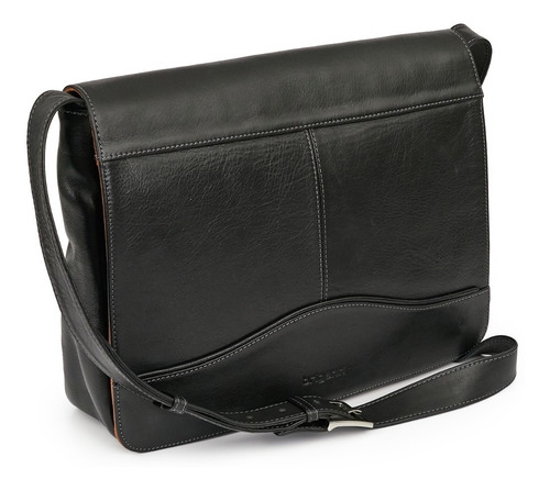 Morral Hombre Cuero Briganti Liso Moderno Acc61885 Color Negro