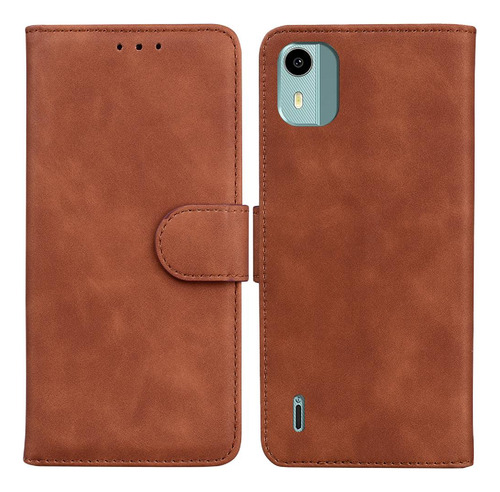 Funda Abatible Para Nokia C12 Premium Pu Soporte De Cuero