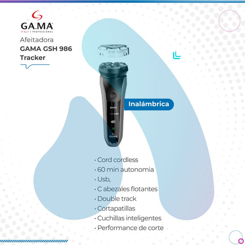 Afeitadora Gama Gsh986 Tracker Usb Inalambrica Negra