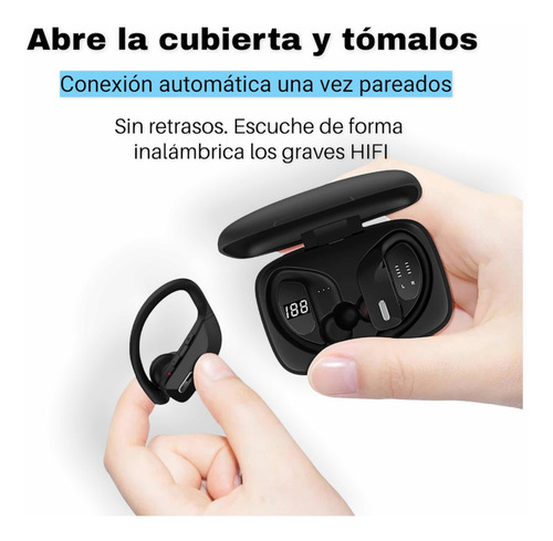 Imagen 3 de 10 de Audífonos Bluetooth Anticaídas Para Deportes iPhone Android