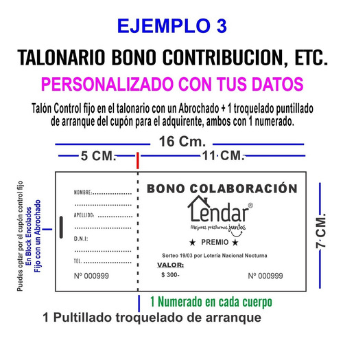 1000 Rifa Estudiantiles Bono Colaboración Personalizada 16x7