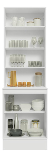 Kit Balcão + Cristaleira 60 Cm Smart 100 Mdf Madesa Brc Cor Branco/rustic/crema