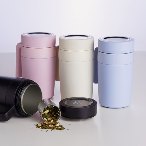 Caneca Display Termometro Led Com Alça Não Vaza 500ml