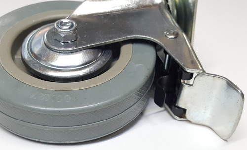 Imagen 3 de 5 de Ruedas Giratoria 100 Mm X 4 Con Freno Y Traba De Giro 115 Kg Cada Una Verashop