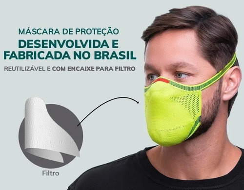 Máscara De Proteção Fiber Knit 3d Esporte Fitness + 1 Refil