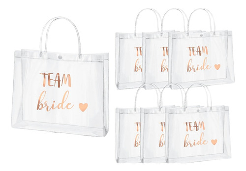 Bolsas Transparentes Team Bride Rosas Pack 6 Piezas Despedid