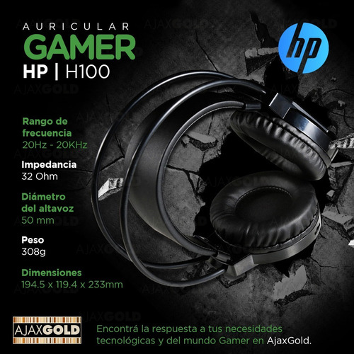 Imagen 4 de 9 de Auricular Gamer Hp H100 Pc Notebook Microfono X2 Jack Indep.