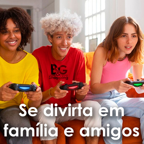 Controle Joystick Console Sem Fio Compatível Com Ps4 Vídeo Game Pc Cor Preto Controle Sem Fio Ex Decor