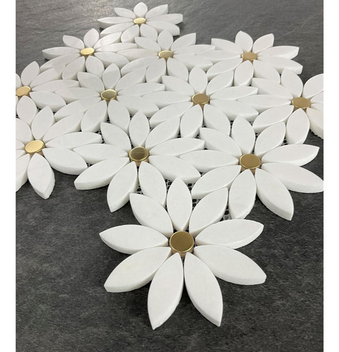 Blanco Patrón De Flores Mármol Mosaico Azulejos Caso (10 Hoj
