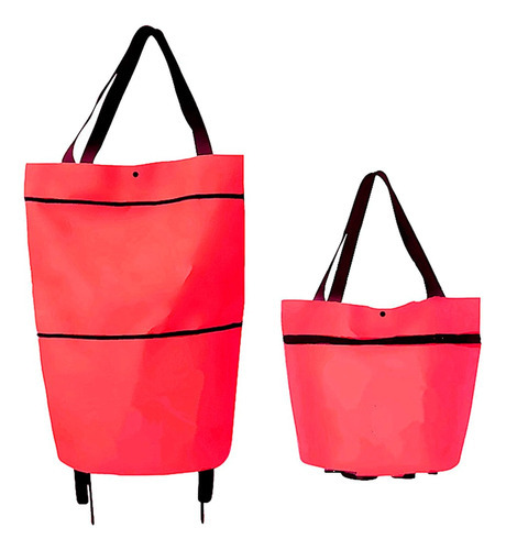 Carrito Para Mandado 2 En 1,  25l: Bolsa Plegable Con Ruedas Color Rojo