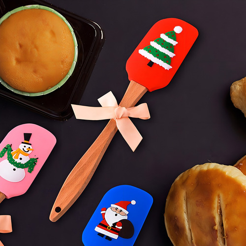 Espátula Con Diseño Navideño De Silicón Pino Navidad Color Rojo