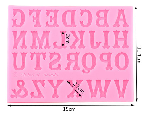 1pcs Molde De Silicona Letras Mayúscula Fondant Pasta Resina Color Rosa
