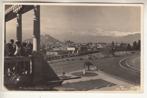 1957 Postal Vista De Santiago De Chile Desde El Club Hipico 