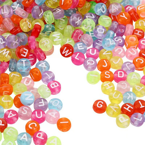 Letras Redondas 6mm Transparente Multicolor 220u X25g