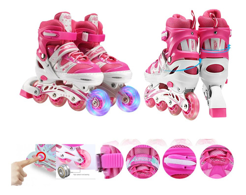 Patines Lineales Rosa Talla M