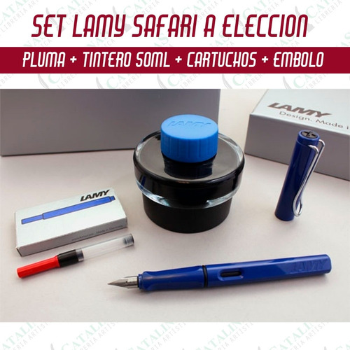 Set Lamy Safari Pluma+tinta/frasco+embolo+cartuchos Microcen