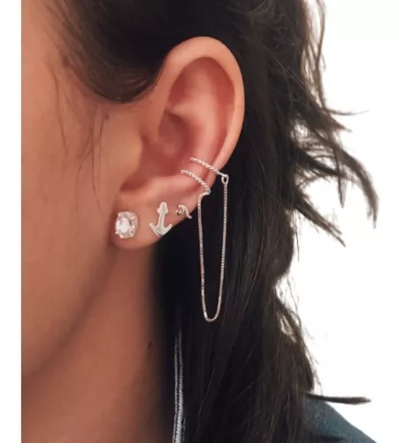 Piercing Orelha Pressão Cartilagem Prata 925