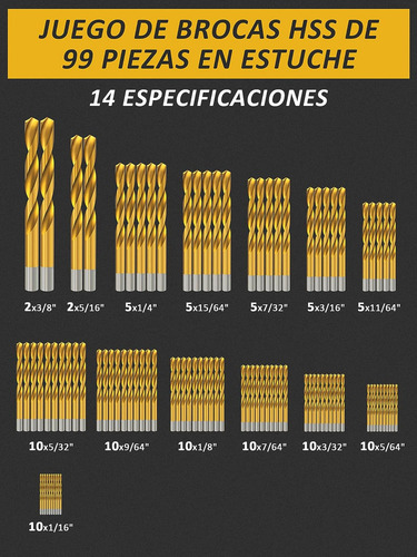 Juego De Brocas MĂșltiples De 130 Piezas, Juego De Brocas .