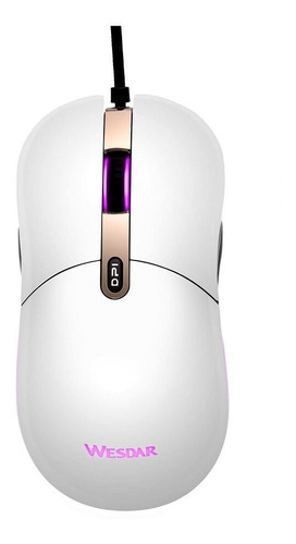 Mouse Gamer Usb 6 Botones 4000dpi Wesdar X5 Blanco Brillante