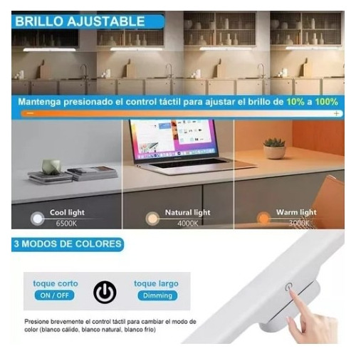 Lámpara De Escritorio Magnética 28 Leds Control Táctil Luz
