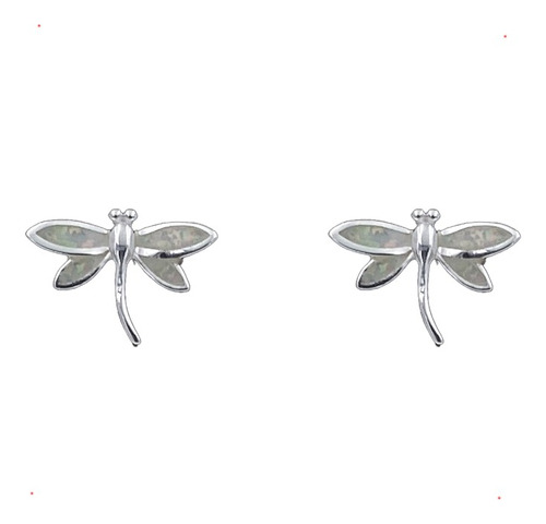 Aretes Libelula Chica Opalo Blanco Plata 925 Envio Gratis