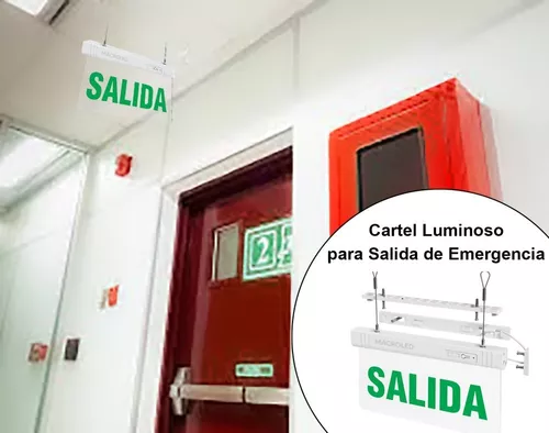 Cartel Salida De Emergencia Izquierda Luminoso Autonomo