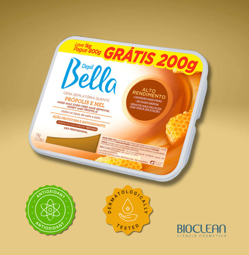 Kit 2 Cera Depilatória Quente Própolis E Mel 800g Depilbella