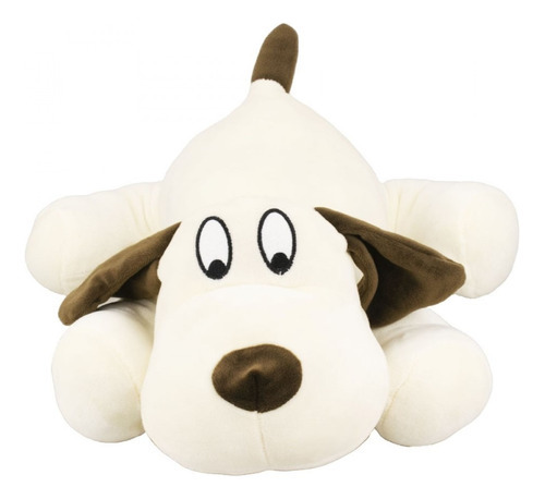 Cachorro Branco Deitado 35cm Pelúcia