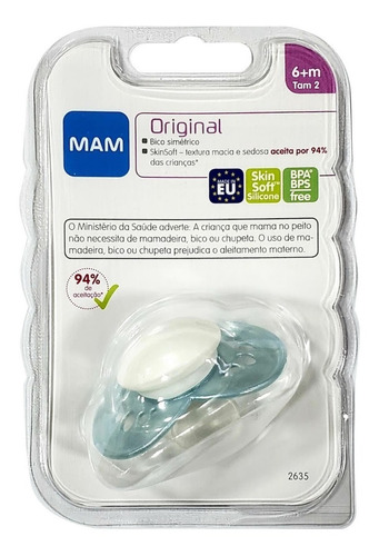 Chupeta Azul 6+ Meses Mam Embalagem Unitária Livre De Bpa Período de idade 6-12 meses